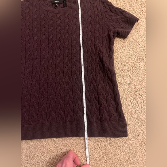 NWT Theory cashmere Cable Knit Short Sleeve sweater - plum purple - size S - Picture 10 of 11